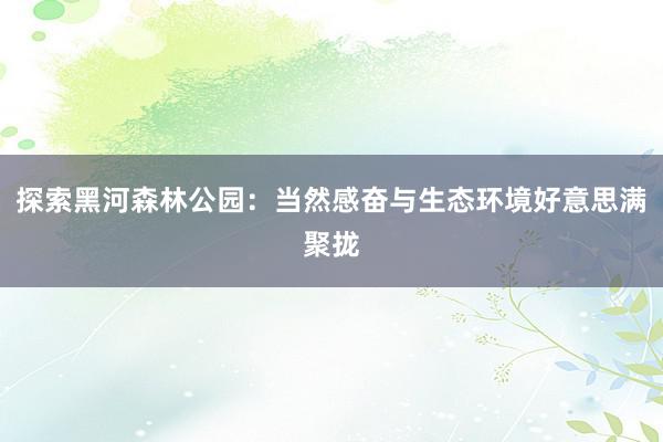 探索黑河森林公园：当然感奋与生态环境好意思满聚拢